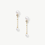 Double Take 14K gold pearl and diamond drop earrings