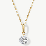 Just Enough 14K solid gold necklace with a floating 0.83 ct round lab-grown diamond