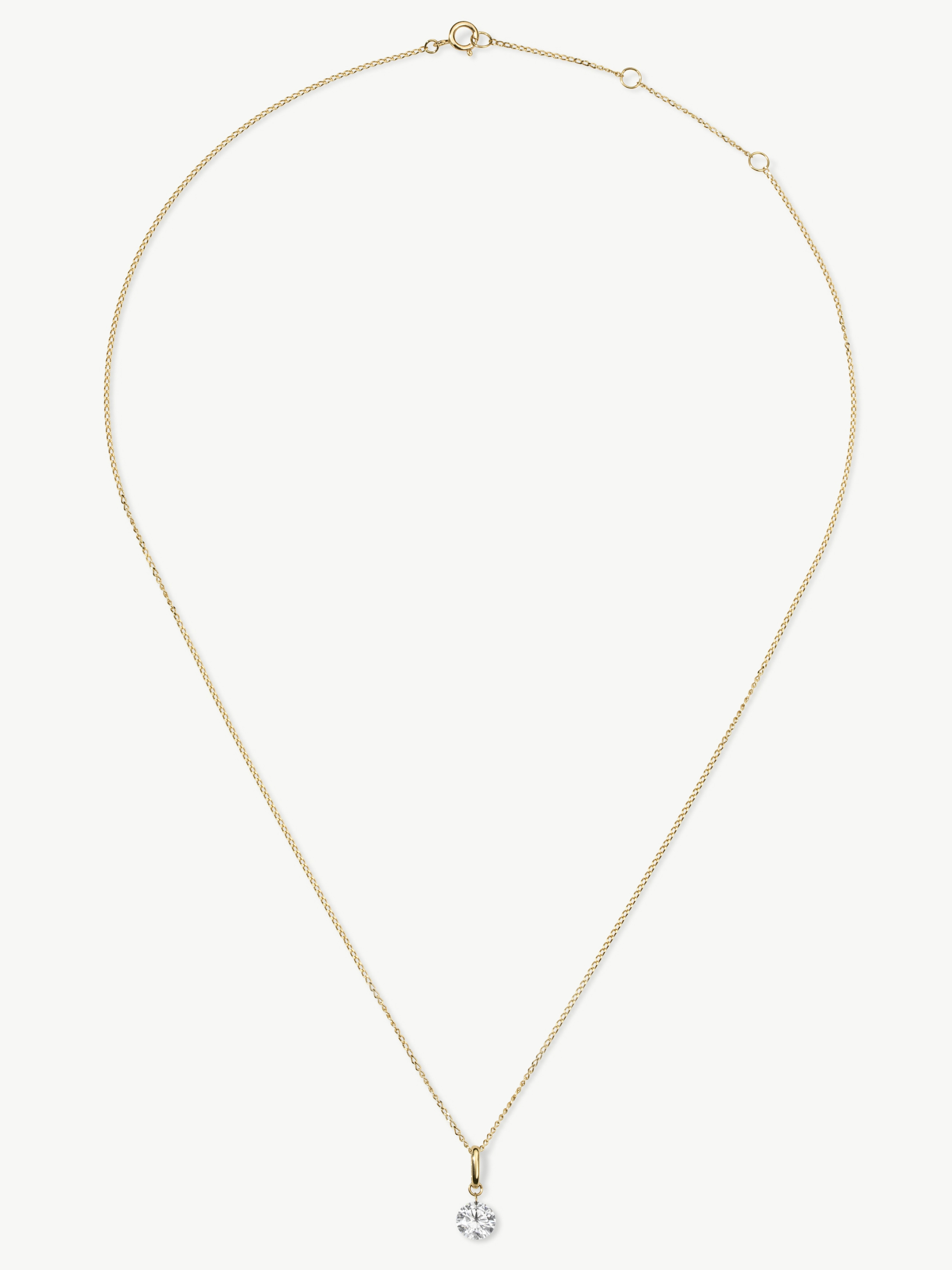 Just Enough 14K solid gold necklace with a floating 0.83 ct round lab-grown diamond
