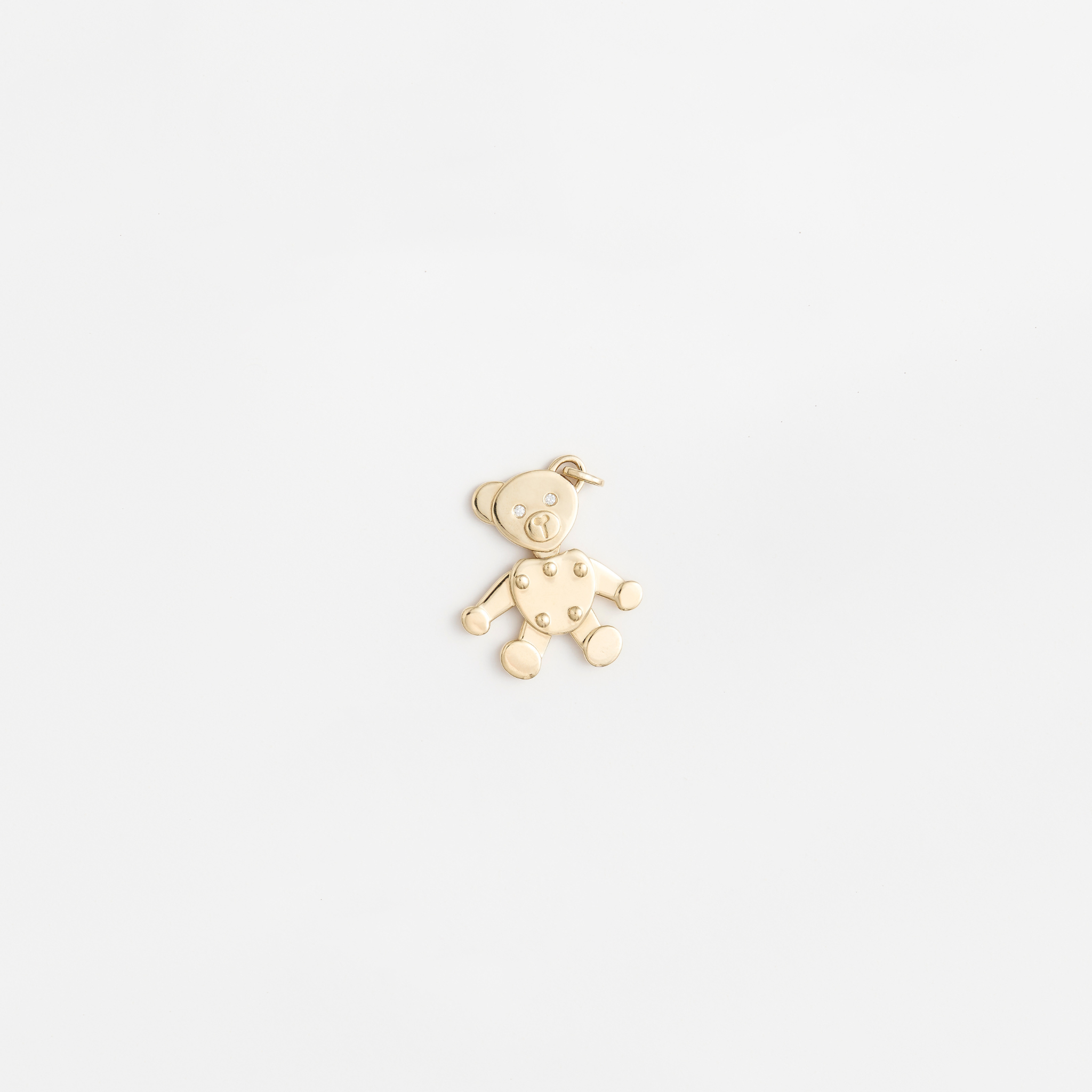 Zaerine Orso Oro bear pendant in 14k solid gold with diamonds and movable head.