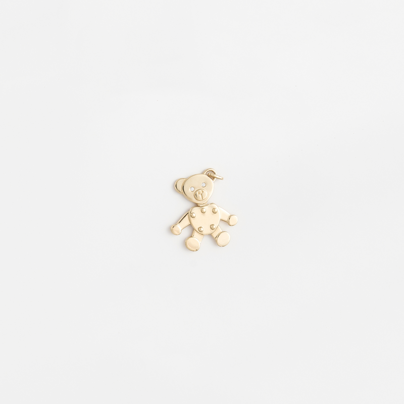 Zaerine Orso Oro bear pendant in 14k solid gold with diamonds and movable head.