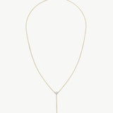 Pear & Pearl 14K gold diamond and pearl lariat necklace