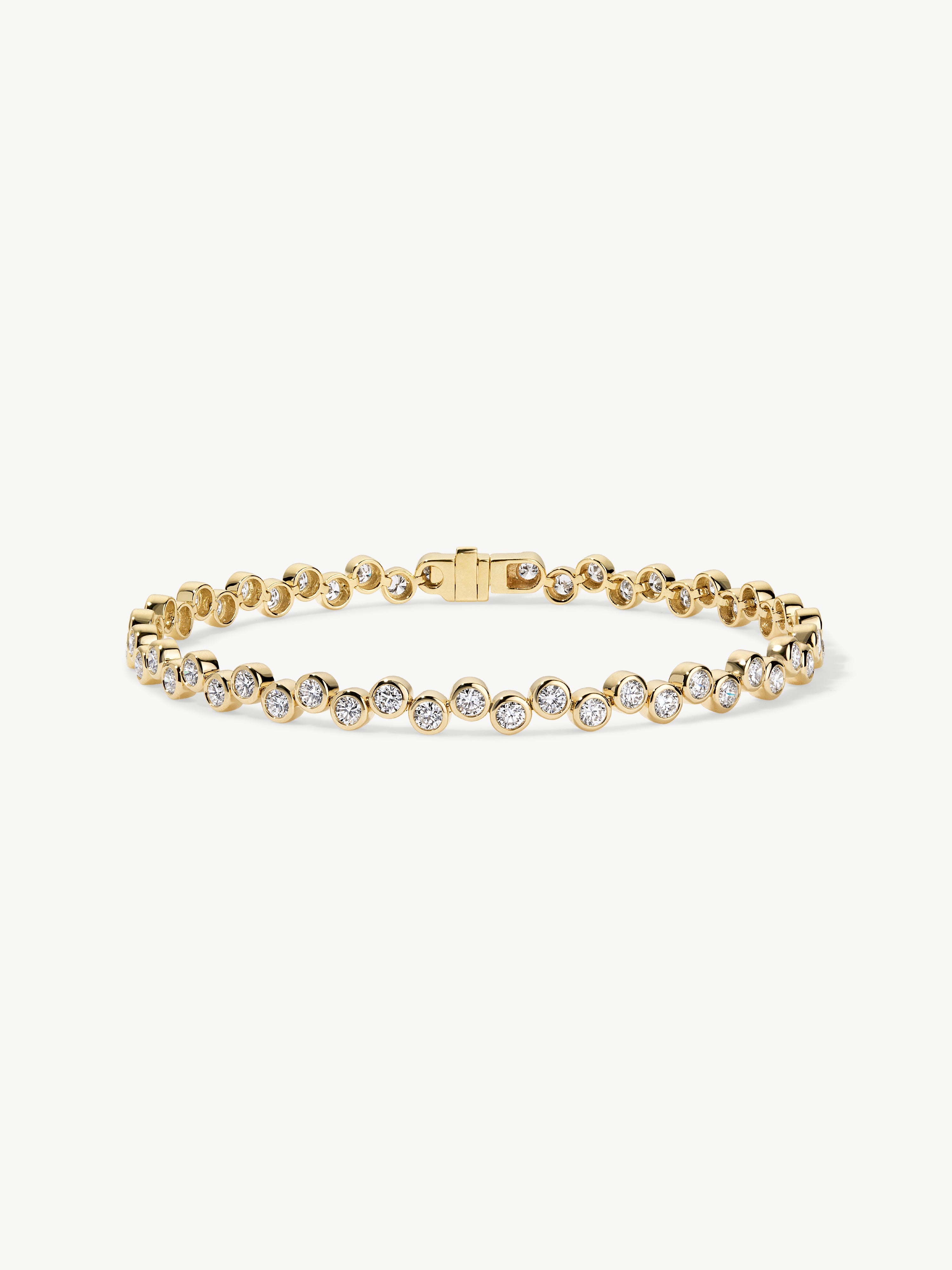 Posy bezel-set lab-grown diamond tennis bracelet in 14K yellow gold