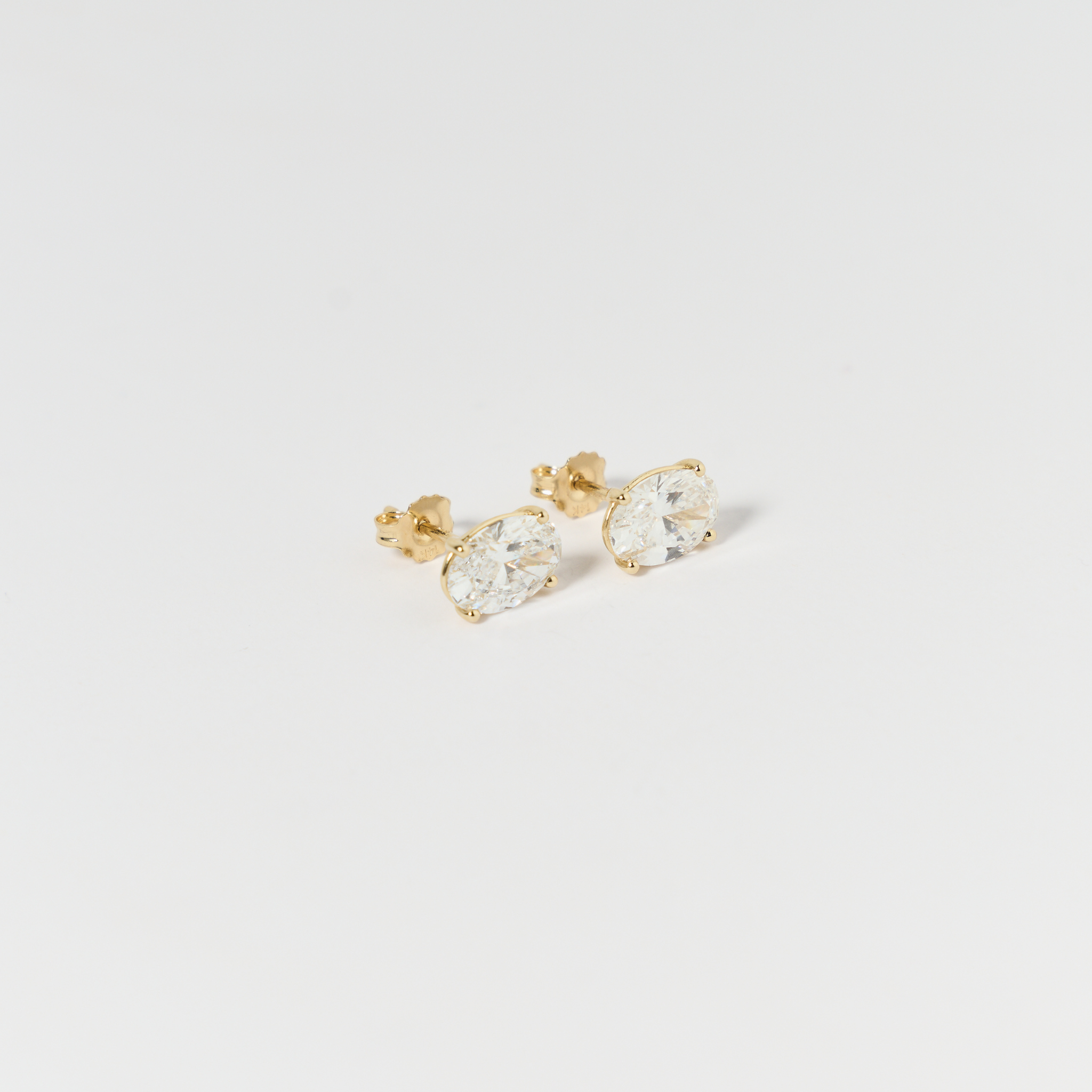Sisi 3ctw oval lab-grown diamond studs in 14K gold