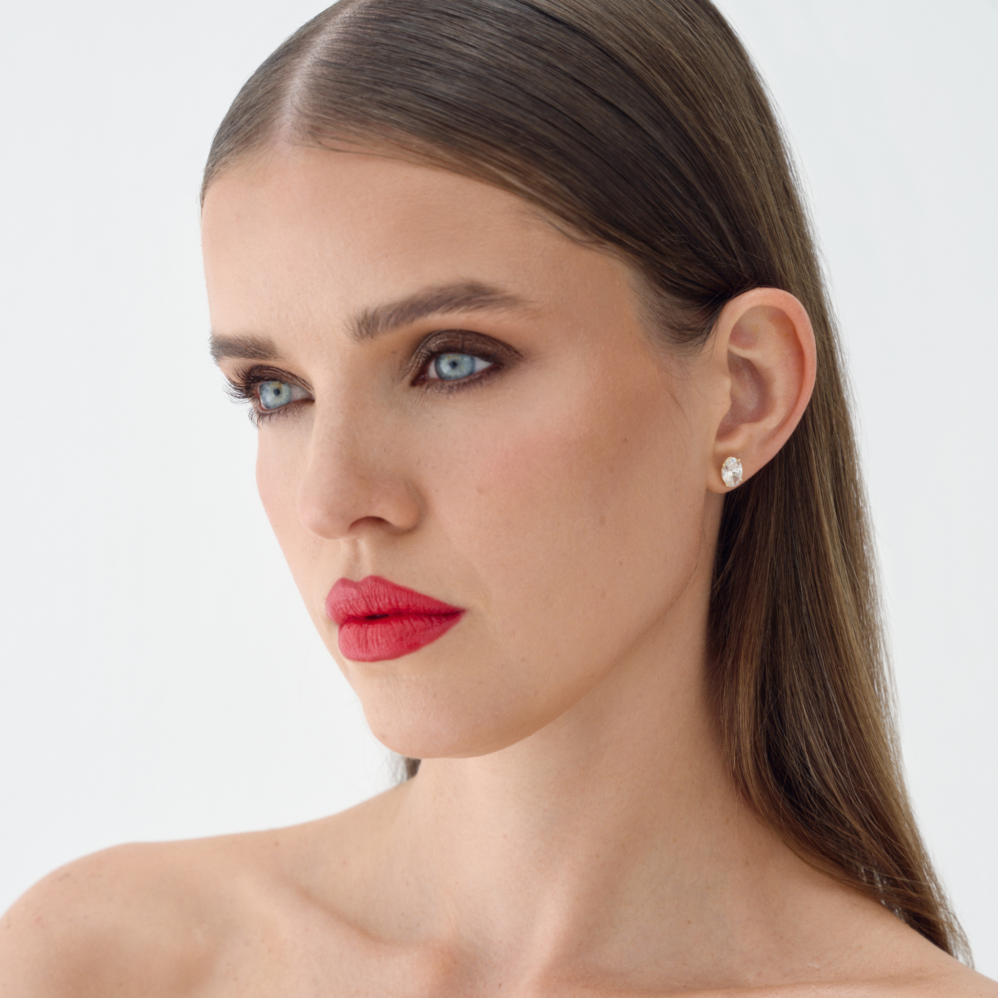 Sisi 3ctw oval lab-grown diamond studs in 14K gold