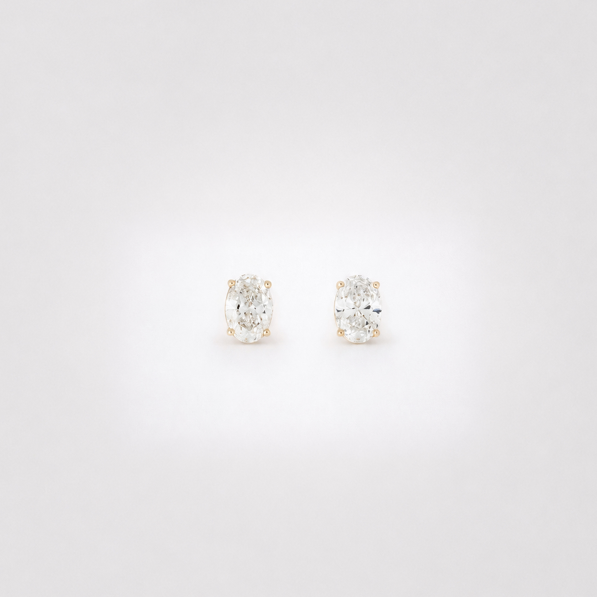 Sisi 3ctw oval lab-grown diamond studs in 14K gold
