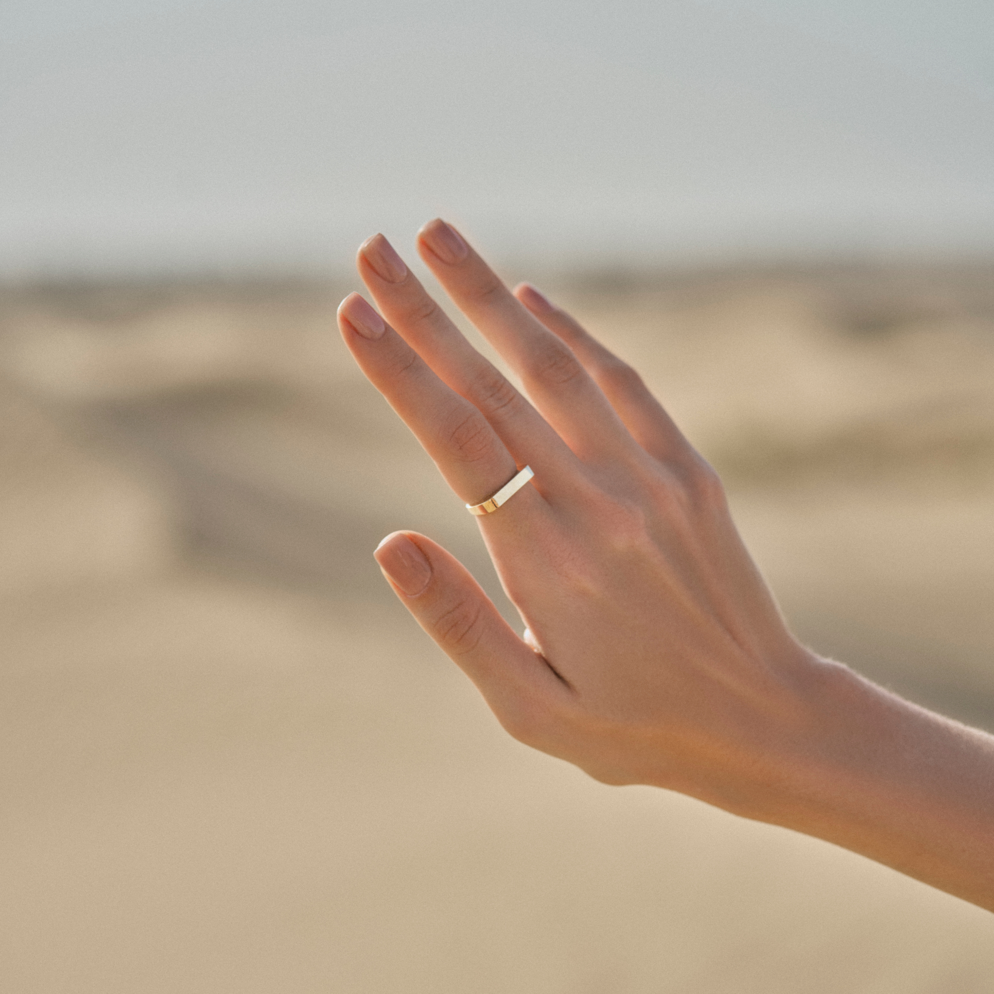 Minimalist 14k gold Golden Bar Ring by Zaerine, crafted for everyday wear and effortless layering.