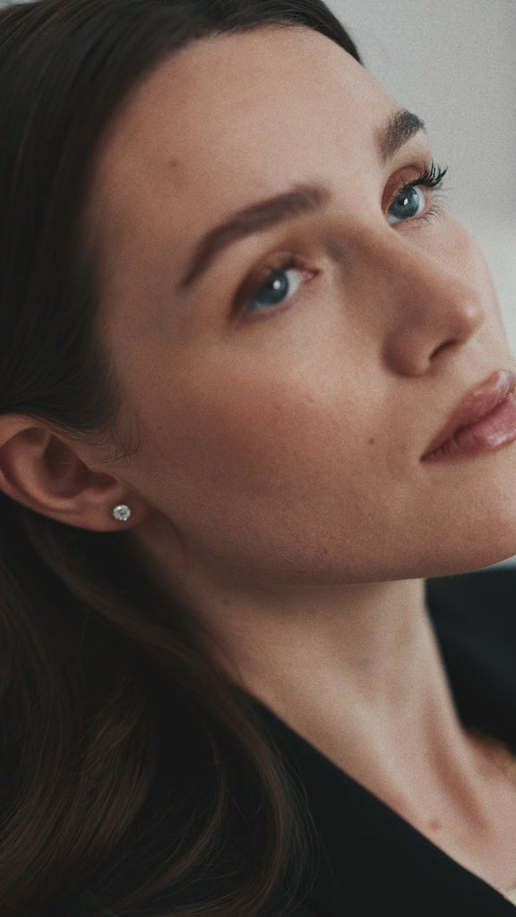 14K solid gold lab-grown diamond stud earrings